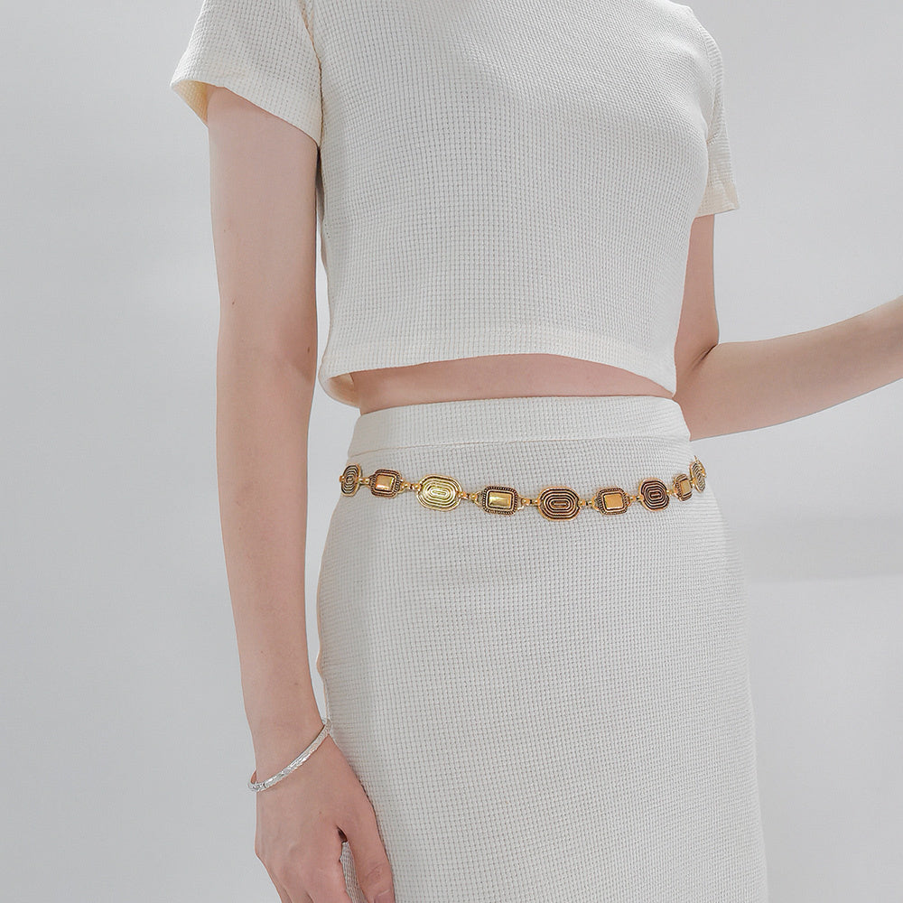Versailles, Stylish Fashion Waist Chain, Versatile Metal Chain Belt Decorative on Skirt or Shirt Dress