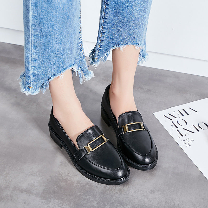 British Loafers College Style Leather Shoes