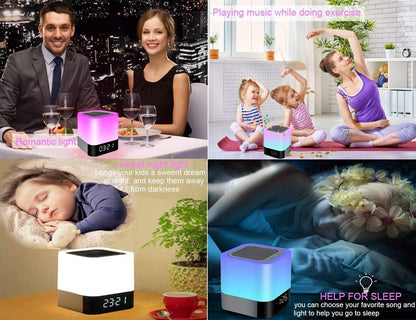 Alarm Clock Bluetooth Speaker Touch Screen LED Light Portable Colorful Light Desktop Audio