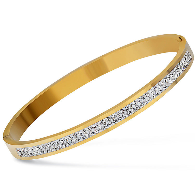 Voltaire ll, Stainless Steel Bangle Bracelet with Diamond Inset