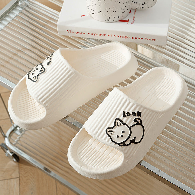 Cute Cat, Women Slippers, Thick Platform Non-Slip Slides for Indoor and Outdoor