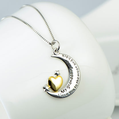 Moon &amp;Star Shape Pendant 925 Silver Necklace