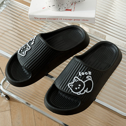 Cute Cat, Women Slippers, Thick Platform Non-Slip Slides for Indoor and Outdoor