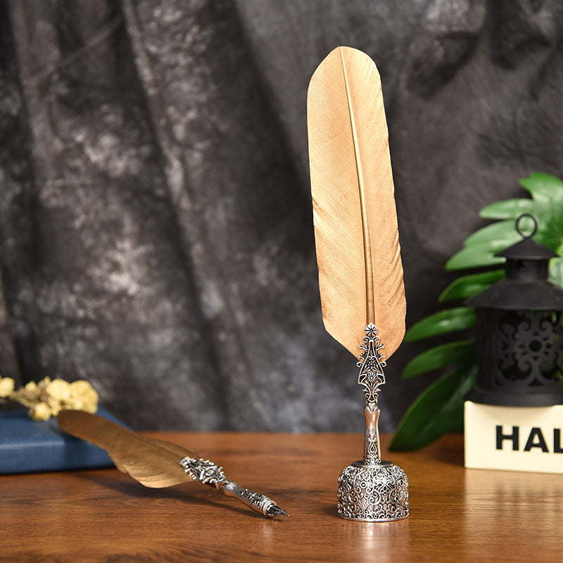 Vintage Feather Gift Pen Set, Great Writers or Bosses Gift