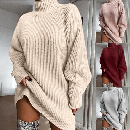 Solis, Turtleneck Long Sleeve Sweater Winter Warm Women Sweater Dress