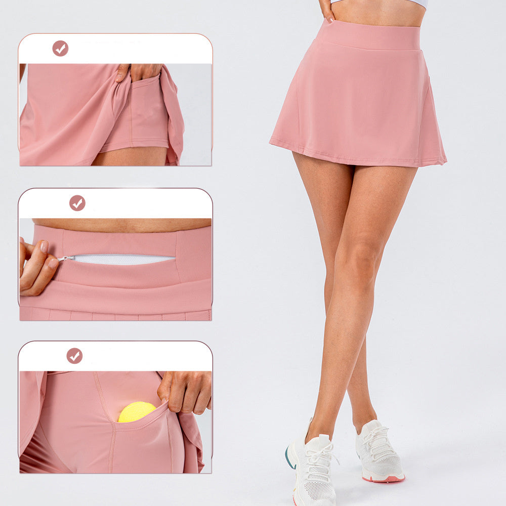 A.C.E., High Quality Tennis Skirt With Zipped Pocket Women Pleated Sports Skirt