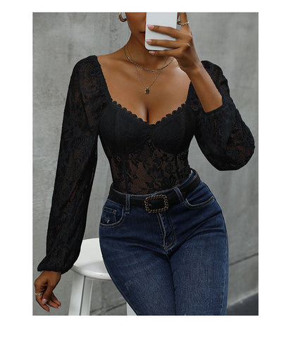 Marilyn, Slim Fit Integrated Cloth Sexy Lace Stitched Bodysuit