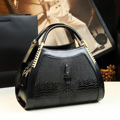 Patent, Sleek Alligator Print Ladies Grip in Bold Beautiful Colors. Cow Hide Leather Handbag