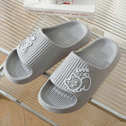 Cute Cat, Women Slippers, Thick Platform Non-Slip Slides for Indoor and Outdoor