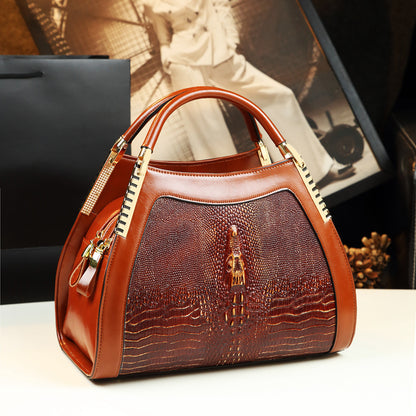 Patent, Sleek Alligator Print Ladies Grip in Bold Beautiful Colors. Cow Hide Leather Handbag