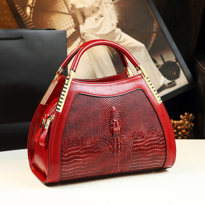 Patent, Sleek Alligator Print Ladies Grip in Bold Beautiful Colors. Cow Hide Leather Handbag