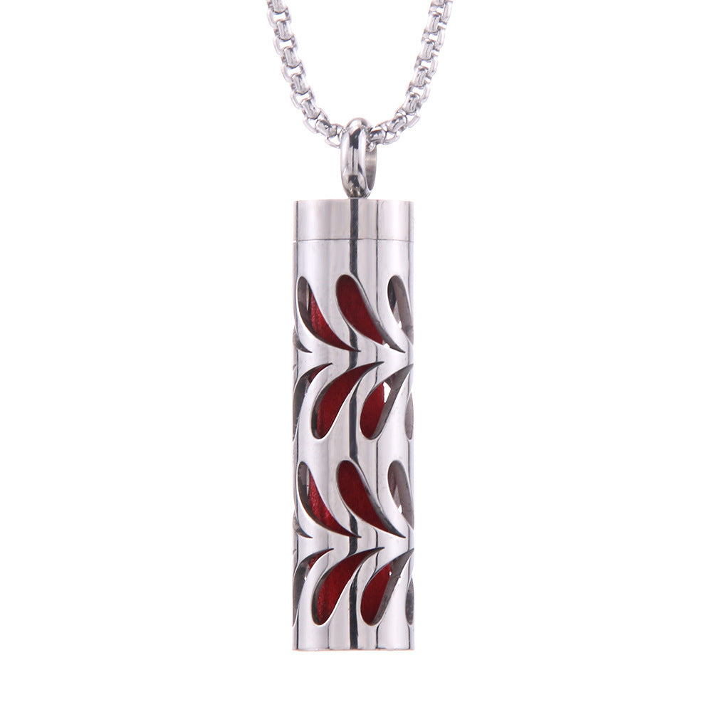 Love Aroma, Aromatherapy Essential Oil Perfume/Cologne Pendant, Stainless Steel Cylinder Necklace