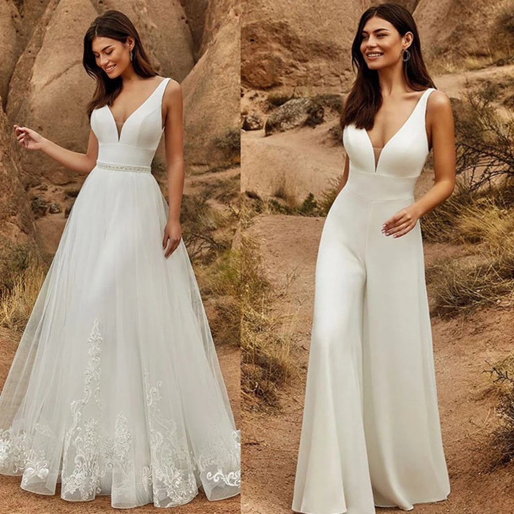 Beautiful Transformation             From Ceremony to After Party or Travel for the Honeymoon, Detachable Two Piece Bridal Gown