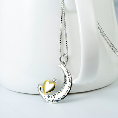 Moon &amp;Star Shape Pendant 925 Silver Necklace