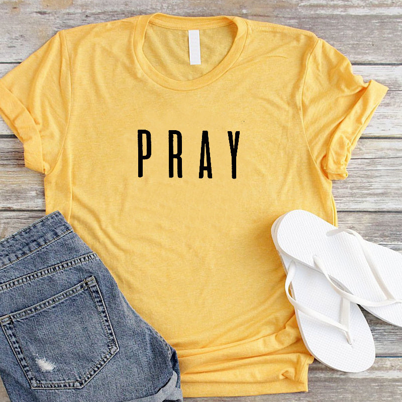 Totally-T, Pray Christian T Shirts Inspirational Fashion Clothes for Women