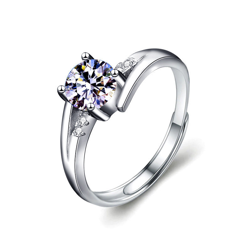 925 Silver Ring Moissanite Silver Women&