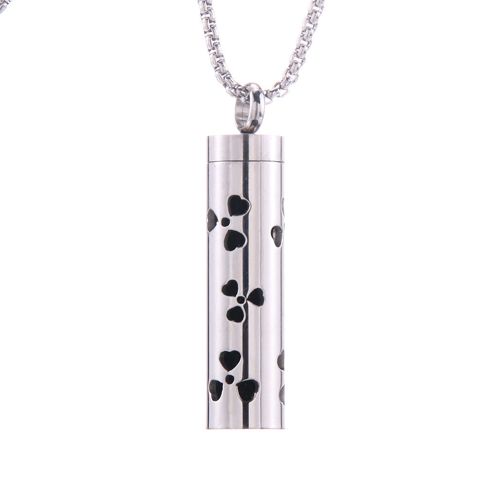 Love Aroma, Aromatherapy Essential Oil Perfume/Cologne Pendant, Stainless Steel Cylinder Necklace