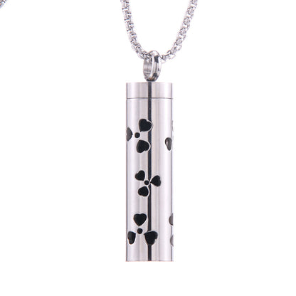 Love Aroma, Aromatherapy Essential Oil Perfume/Cologne Pendant, Stainless Steel Cylinder Necklace