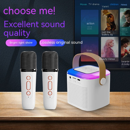 Microphone Karaoke Machine, Bluetooth Speaker With 2 Wireless Mic RGB, Light Up Family Singing Speaker