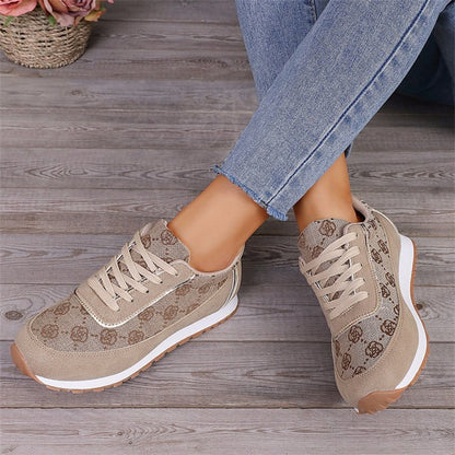 Fashion Designs, Casual Lightweight Printed Lace-up Sneakers, Breathable Fashion Walking Shoes for Women