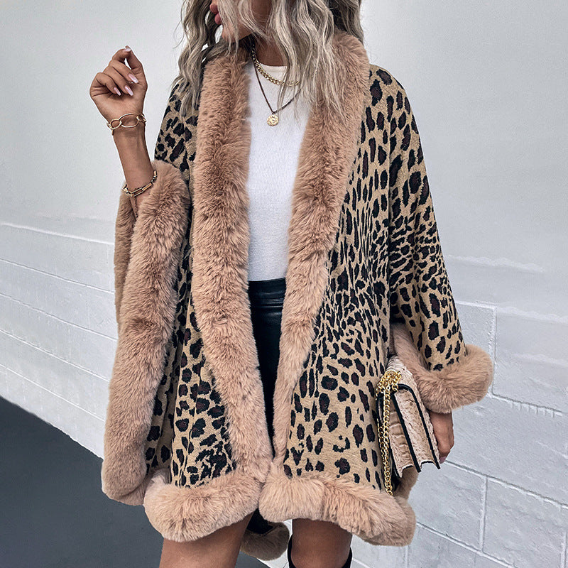 DAWN, Autumn and Winter New Fur Collar Cape Cardigan For Women