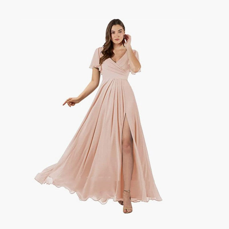 Maedin, V-neck Butterfly Sleeve Bridesmaid Dress