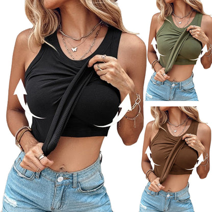 B&amp;B, Tank Top With Built-In Bra, Summer Solid Color Sleeveless Women&