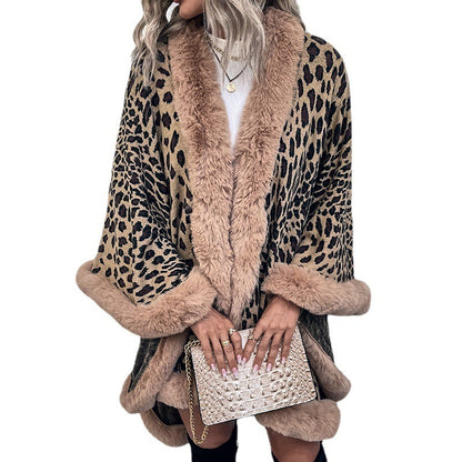 DAWN, Autumn and Winter New Fur Collar Cape Cardigan For Women