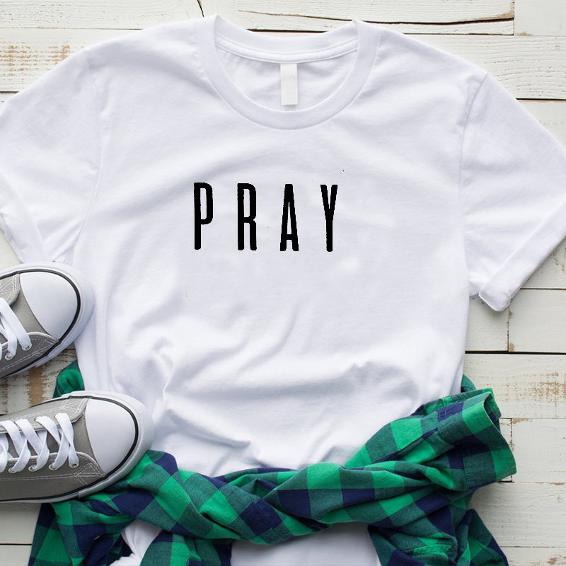 Totally-T, Pray Christian T Shirts Inspirational Fashion Clothes for Women