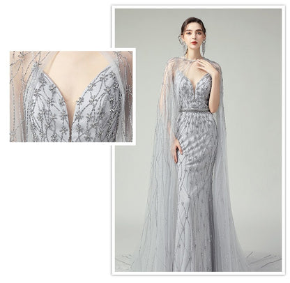 Serenade, Silver Two Piece Intricate Banquet Formal Gown