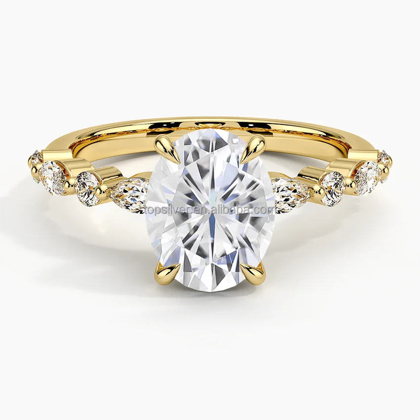 Beautiful dimensions, 14K Gold With D Color Oval Cut Moissanite Women&