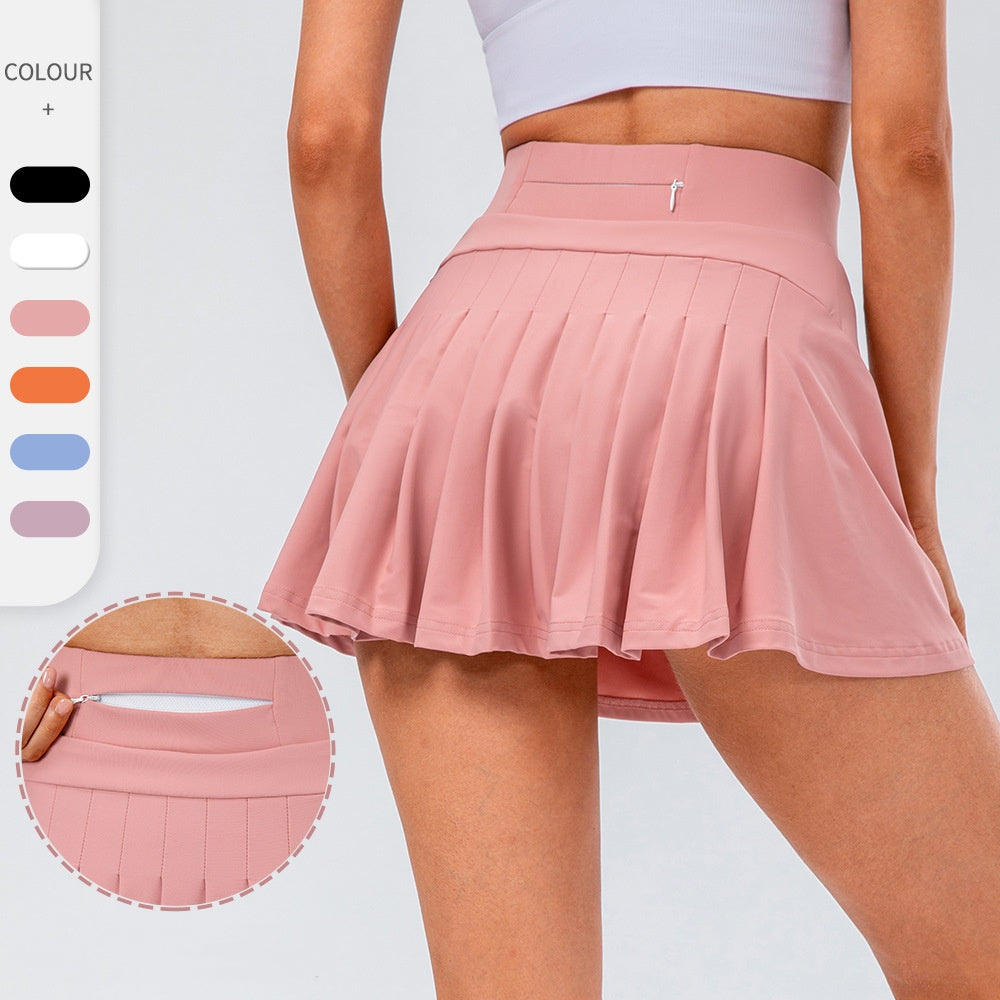 A.C.E., High Quality Tennis Skirt With Zipped Pocket Women Pleated Sports Skirt