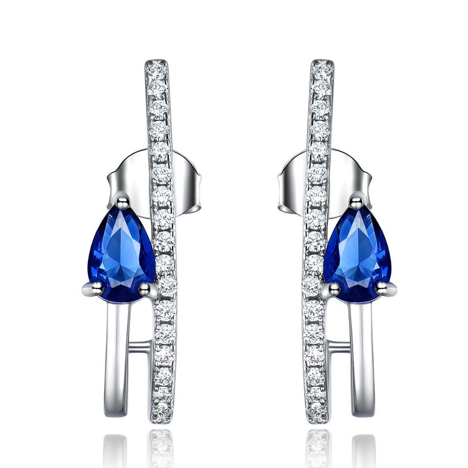 Sterling Silver Drop Luxury Earrings Sapphire