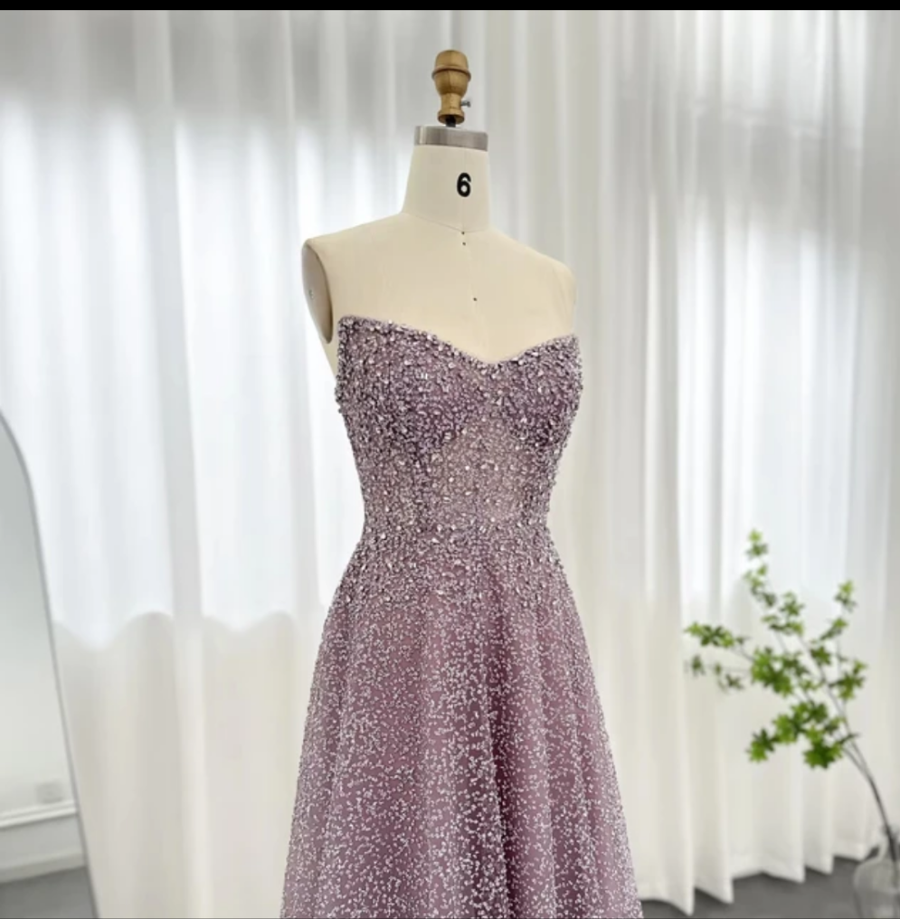 Jancember Duchess, Purple Crystal Luxury Arabic Evening Dress For Women Wedding Party Elegant Dubai Plus Size Formal Gowns