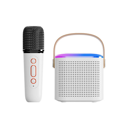 Microphone Karaoke Machine, Bluetooth Speaker With 2 Wireless Mic RGB, Light Up Family Singing Speaker