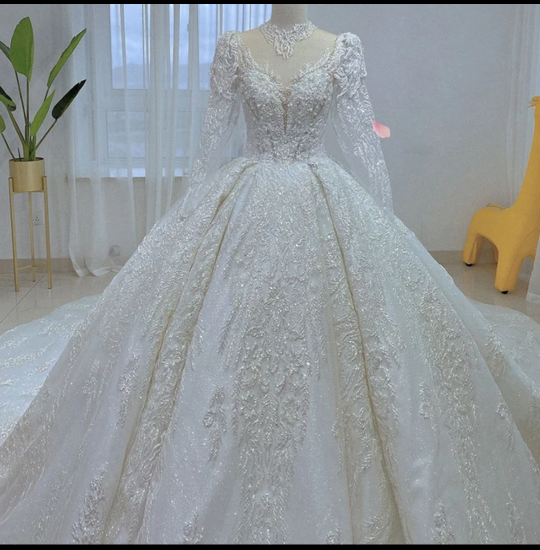 Jancember Phoenix, Custom Bridal Retro Lace Long Sleeve Heavy Handmade Ting White Ladies Wedding Dress