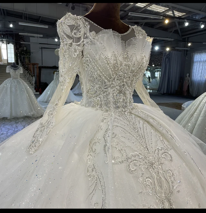 Jancember Grandeur, Women Lace Luxury White Wedding Dress Bridal Stylish Elegant Wedding Dress