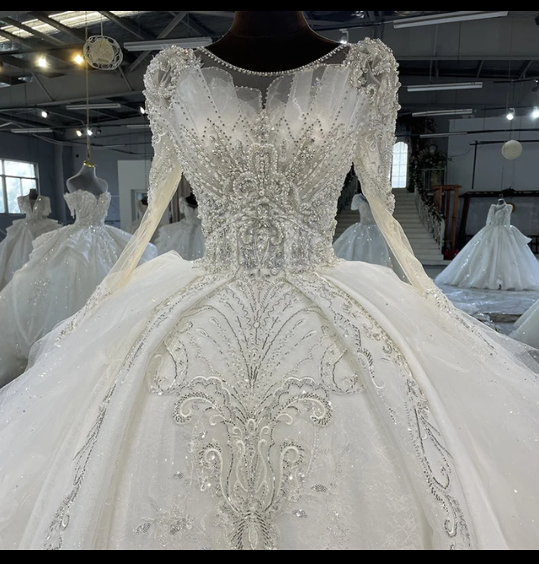 Jancember Grandeur, Women Lace Luxury White Wedding Dress Bridal Stylish Elegant Wedding Dress