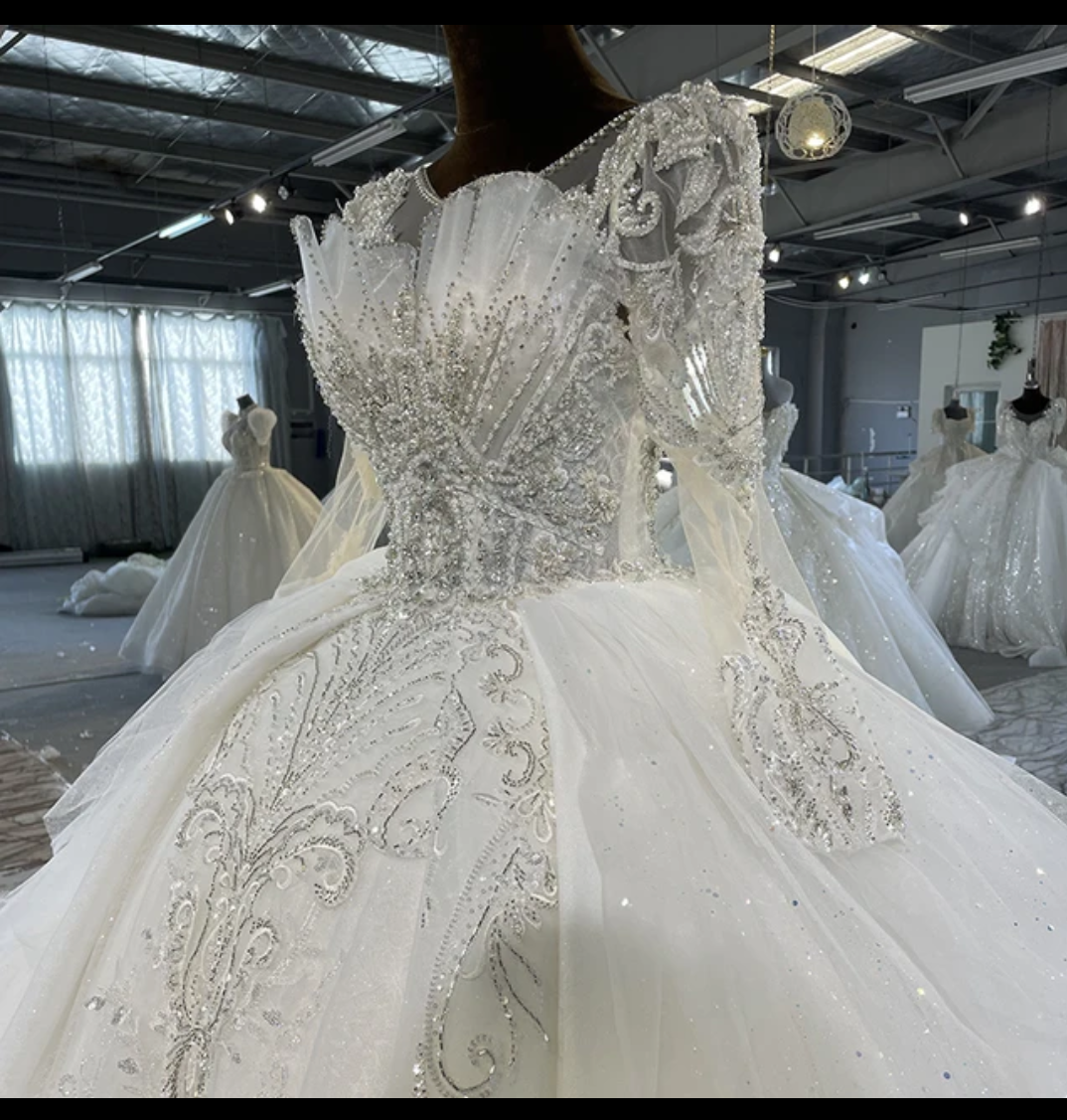 Jancember Grandeur, Women Lace Luxury White Wedding Dress Bridal Stylish Elegant Wedding Dress