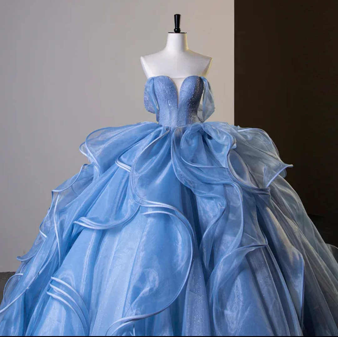 Jancember Luna, Romantic Off The Shoulder Ball Gown Organza Dress Ruffles Beading Quinceanera Dress Pleats