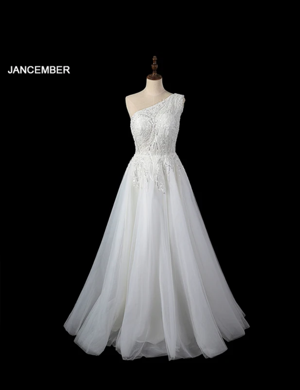 Jancember Muse, New One Shoulder Ball Gown White Wedding Dresses Appliques Tulle Bridal Gowns Custom Made