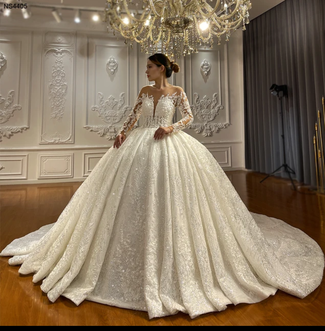 Jancember Ivey, Bridal Gowns Long Tail Dream Wedding Dress with Exquisite Detail