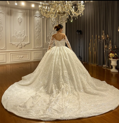 Jancember Ivey, Bridal Gowns Long Tail Dream Wedding Dress with Exquisite Detail