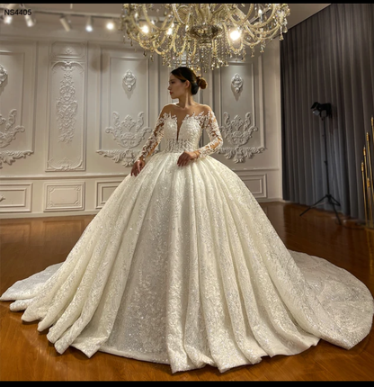 Jancember Ivey, Bridal Gowns Long Tail Dream Wedding Dress with Exquisite Detail