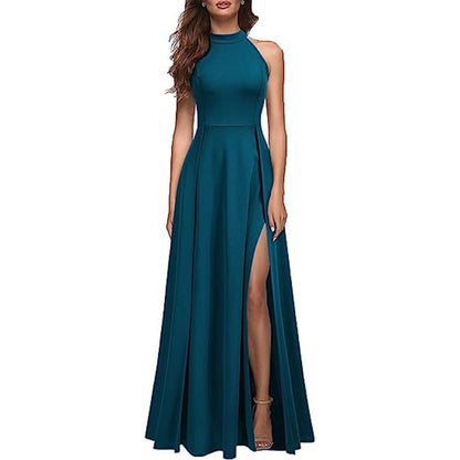 Livie, Halter Top Sleeveless Long Bridesmaid/Evening Dress (Plus Sizes)