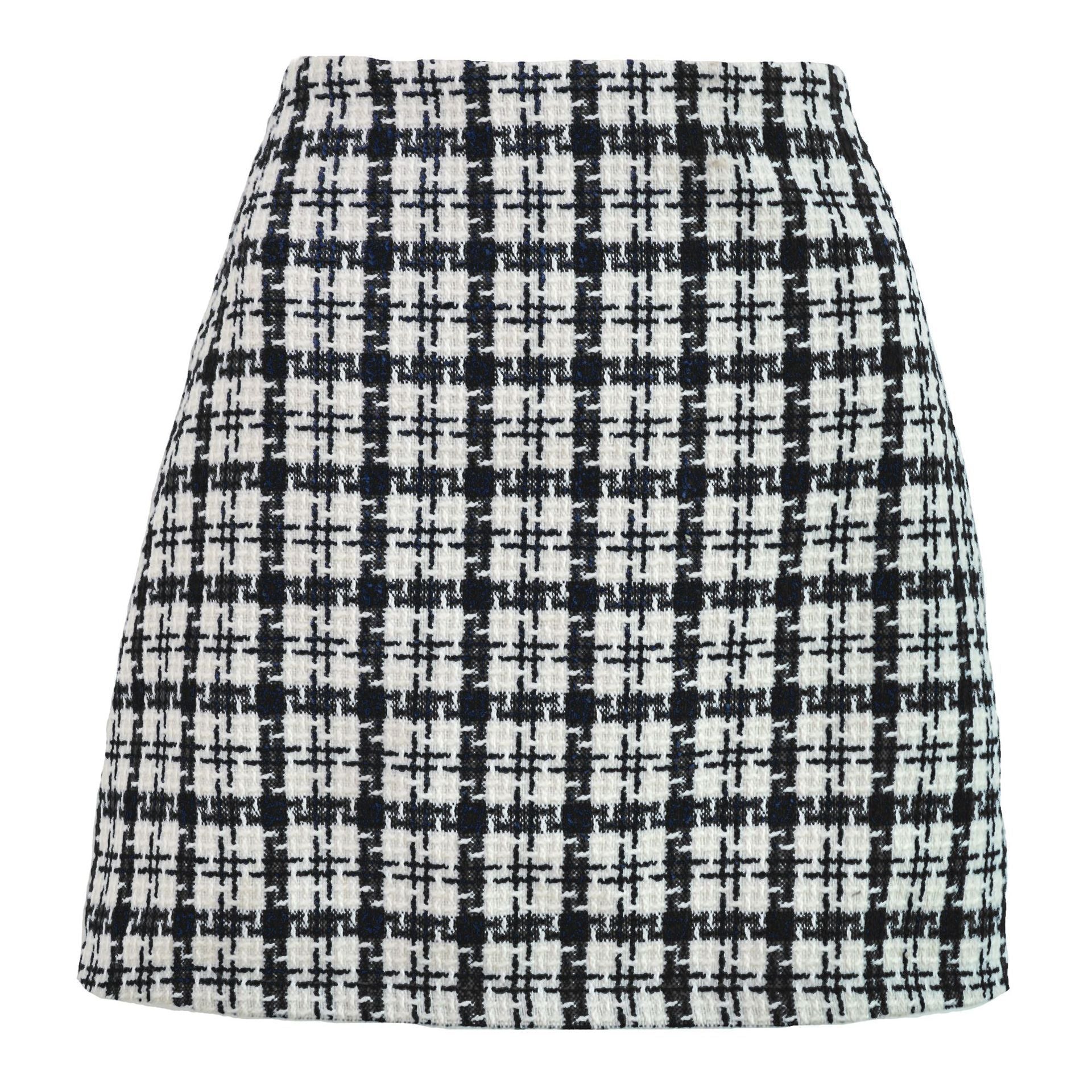 Xiaoxiangfeng, Woolen High-waisted Skirt, Retro Well Grid A-line Skirt for Women