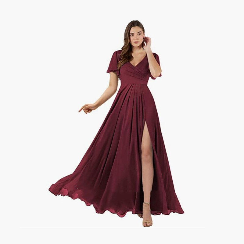 Maedin, V-neck Butterfly Sleeve Bridesmaid Dress