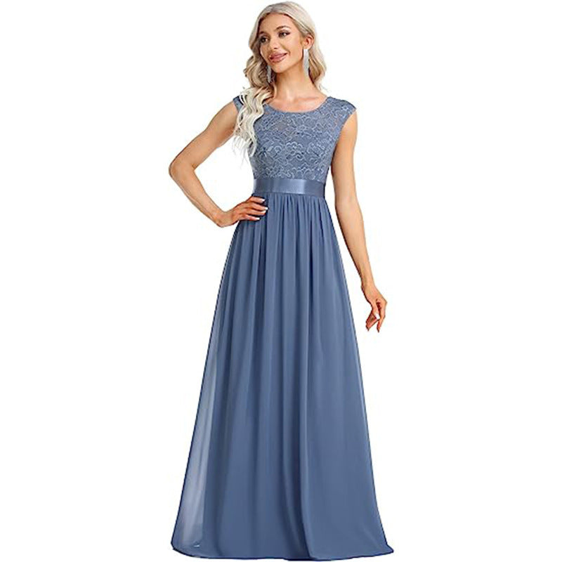 Palisade, Fashionable Traditional Round Neck Lace Bodice Bridesmaid Formal Gown (Plus Sizes)