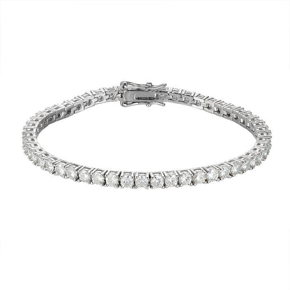 10 Points Moissanite Tennis Chain Bracelet, 925 Sterling Silver