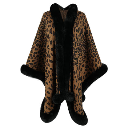 DAWN, Autumn and Winter New Fur Collar Cape Cardigan For Women